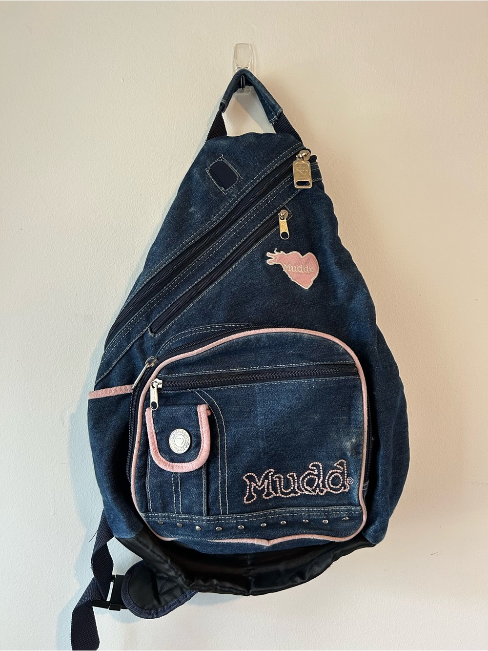 Mudd Y2K Navy Backpack with Pink Trim